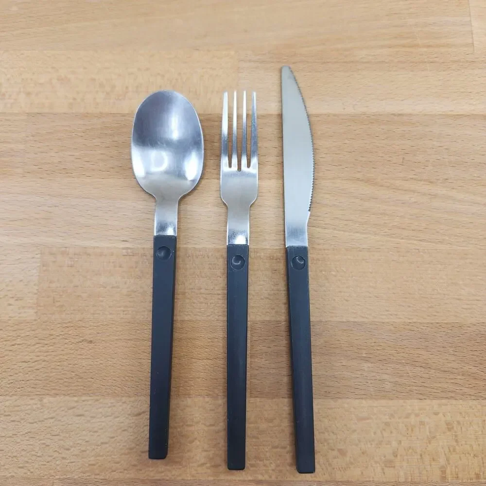IKEA OSTRON 15 pcs Flatware Set Black Plastic Handles